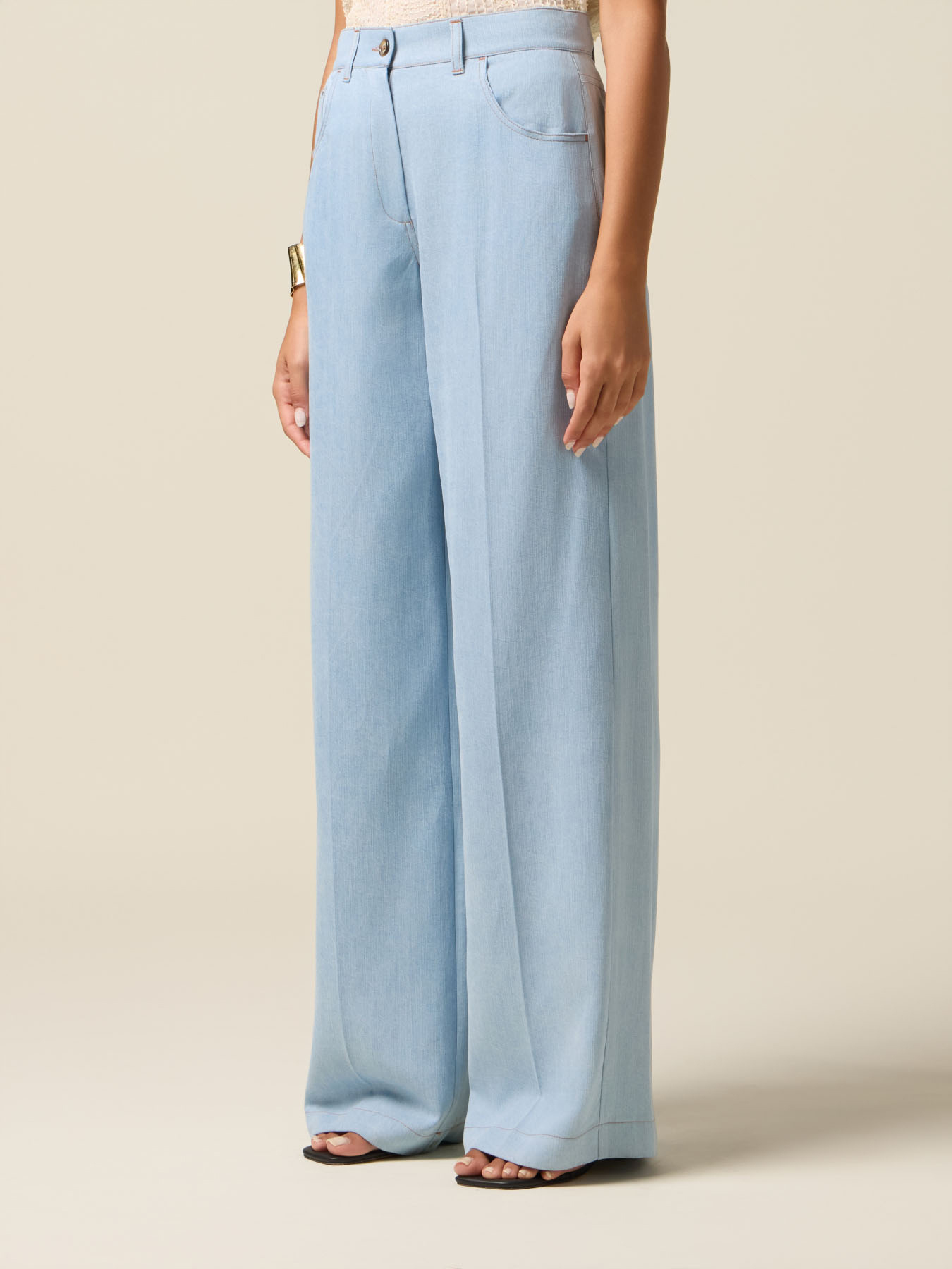 Pantalon palazzo en tencel image number 3