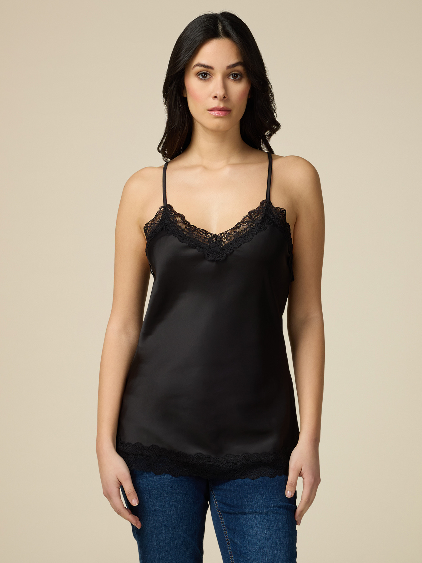 Satin and lace top image number 1