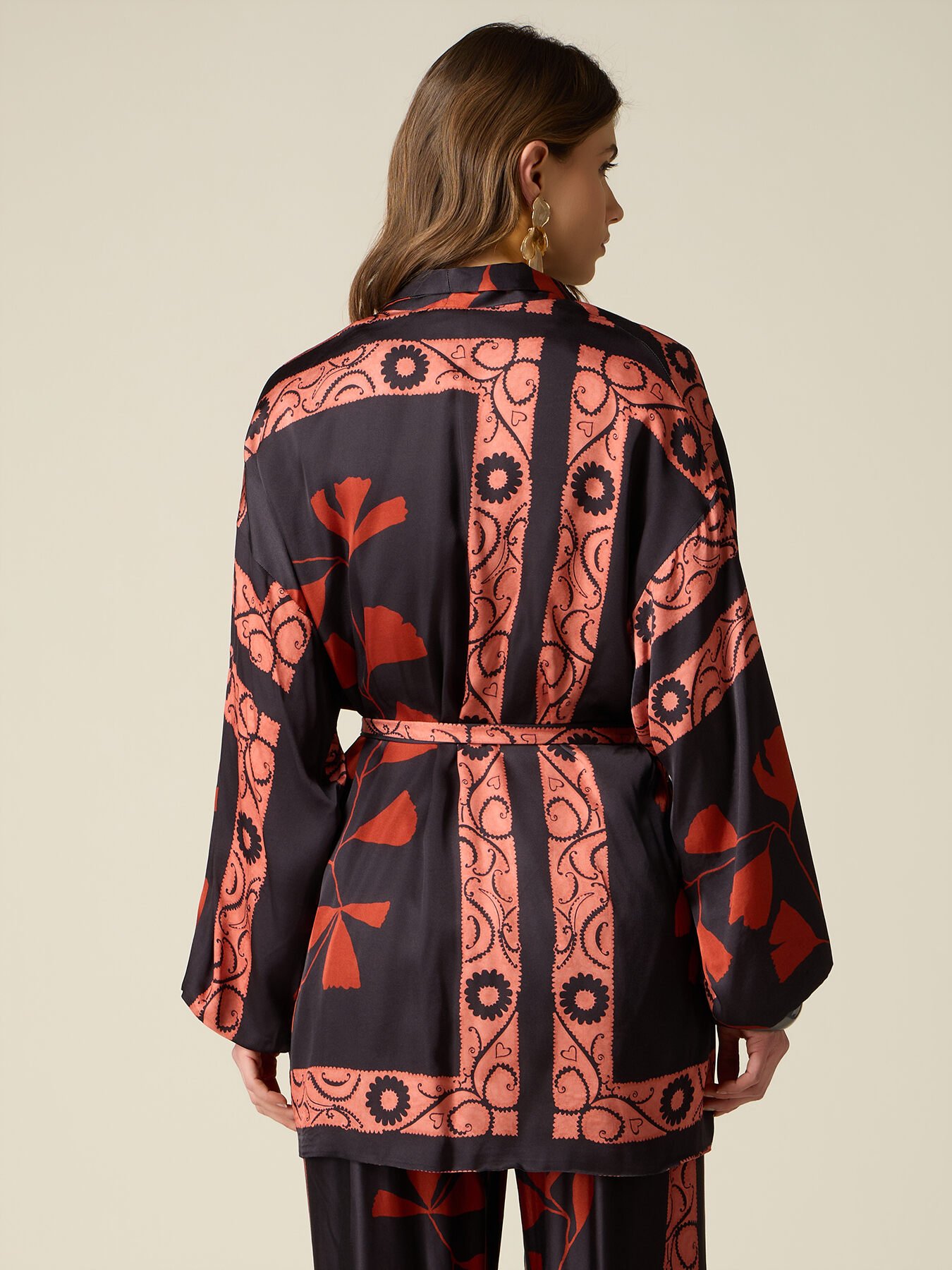 Kimono din satin de v&acirc;scoză image number 1