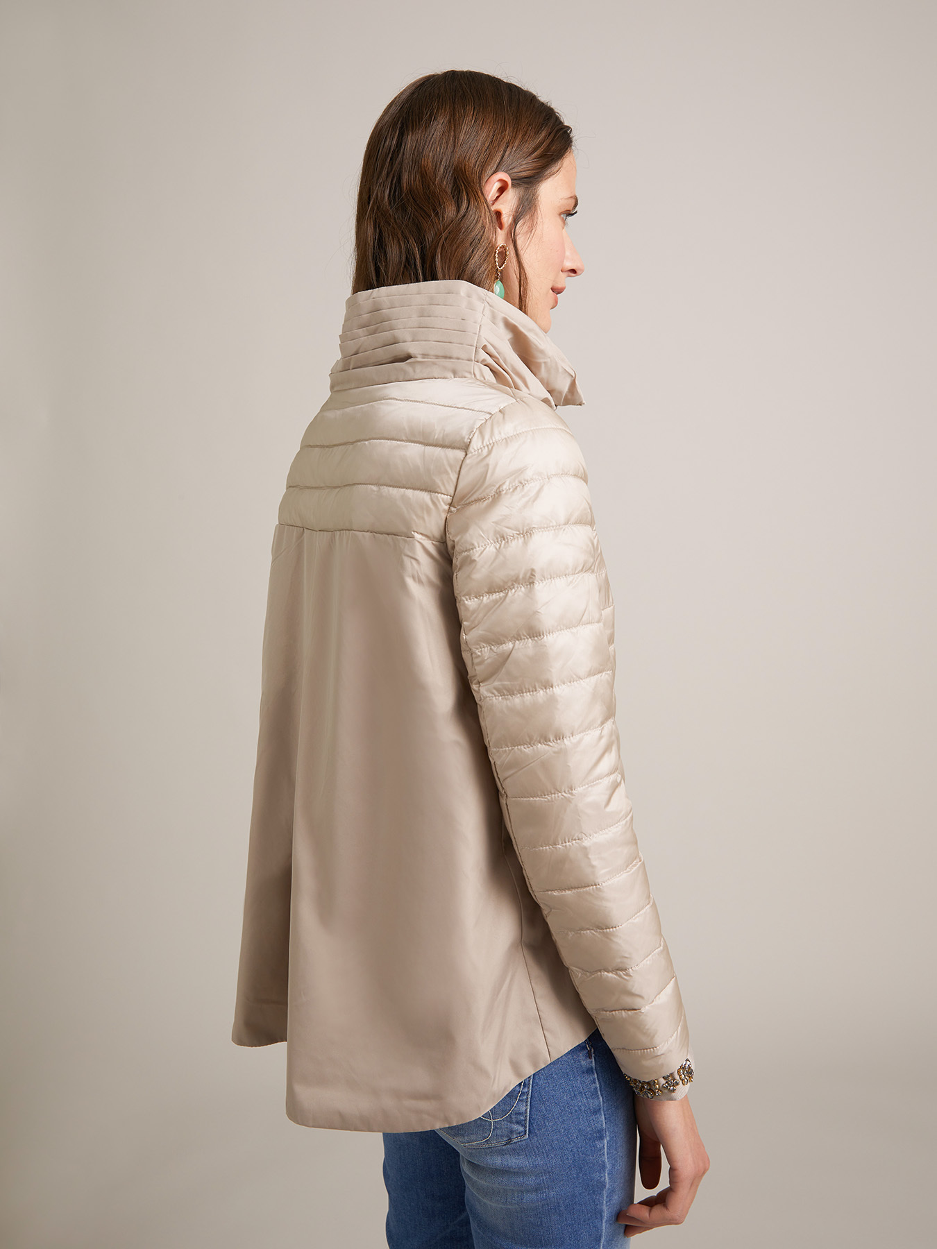 Dual-fabric down jacket with gemstones image number 2