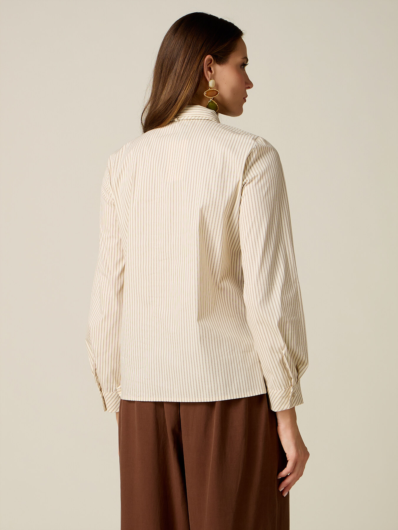 Camicia in cotone a righe con cravatta image number 1