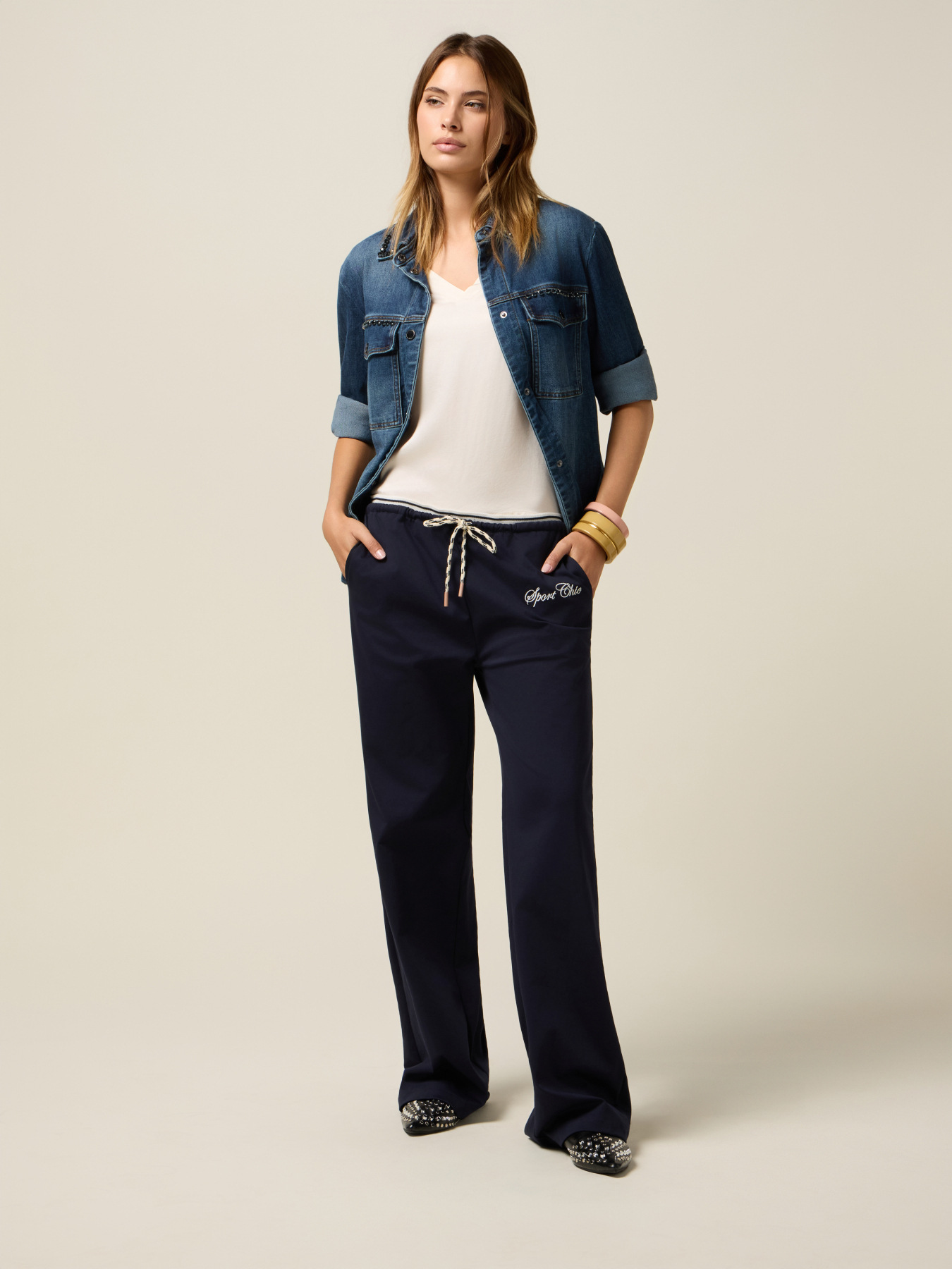 Pantalones jogger palazzo de jersey image number 0