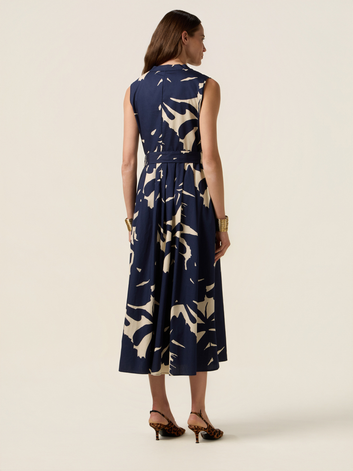 Flare-Kleid aus Popeline mit Muster image number 1