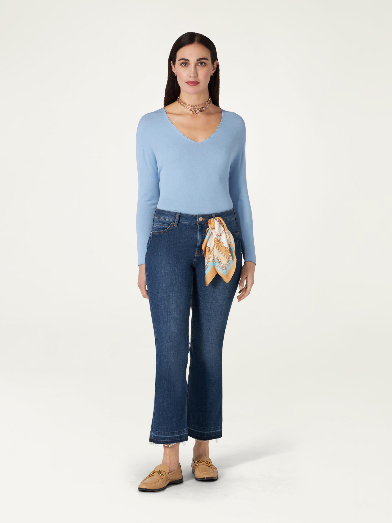 Shanghai kick flare jeans with scarf image number 3