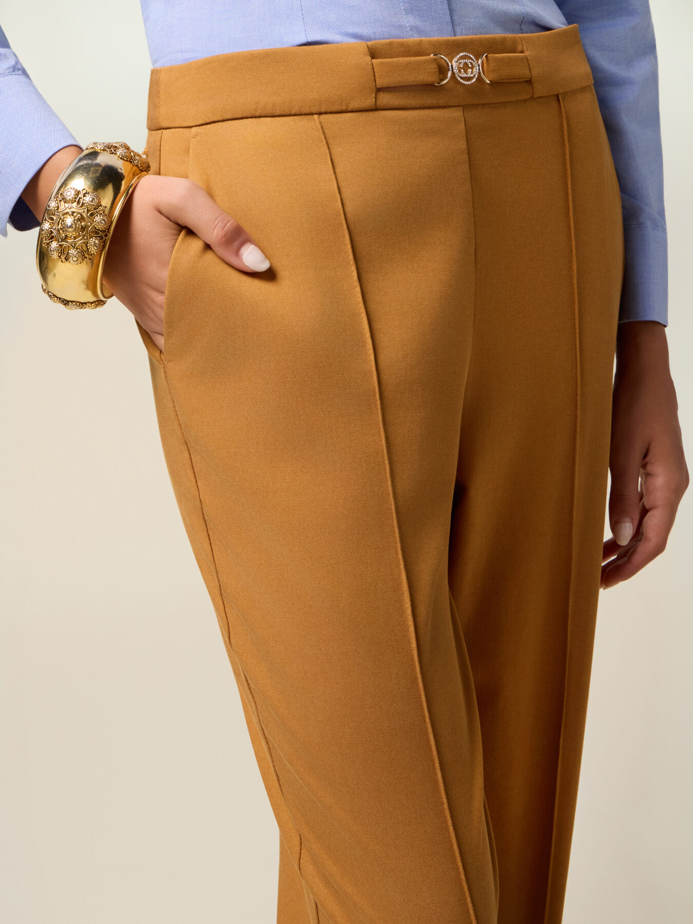 Chinos with waist detail image number 2