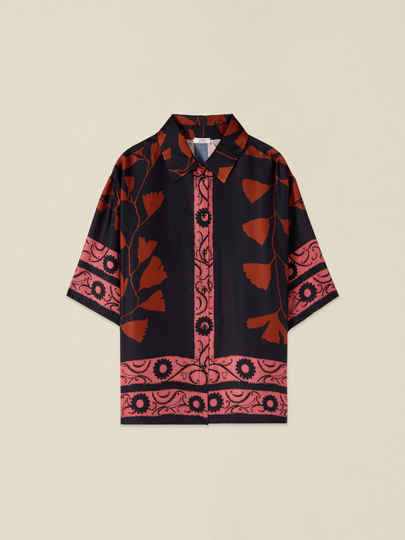Patterned viscose satin shirt