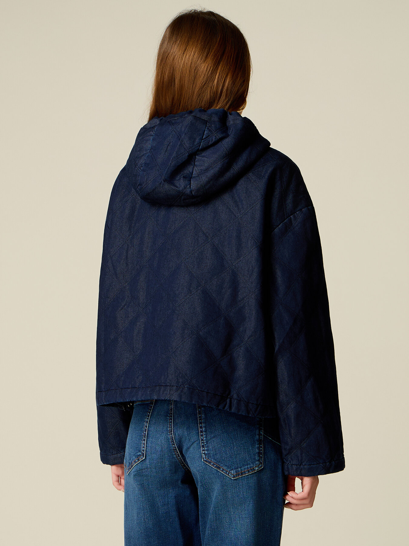 Quilted denim jacket with hood image number 1