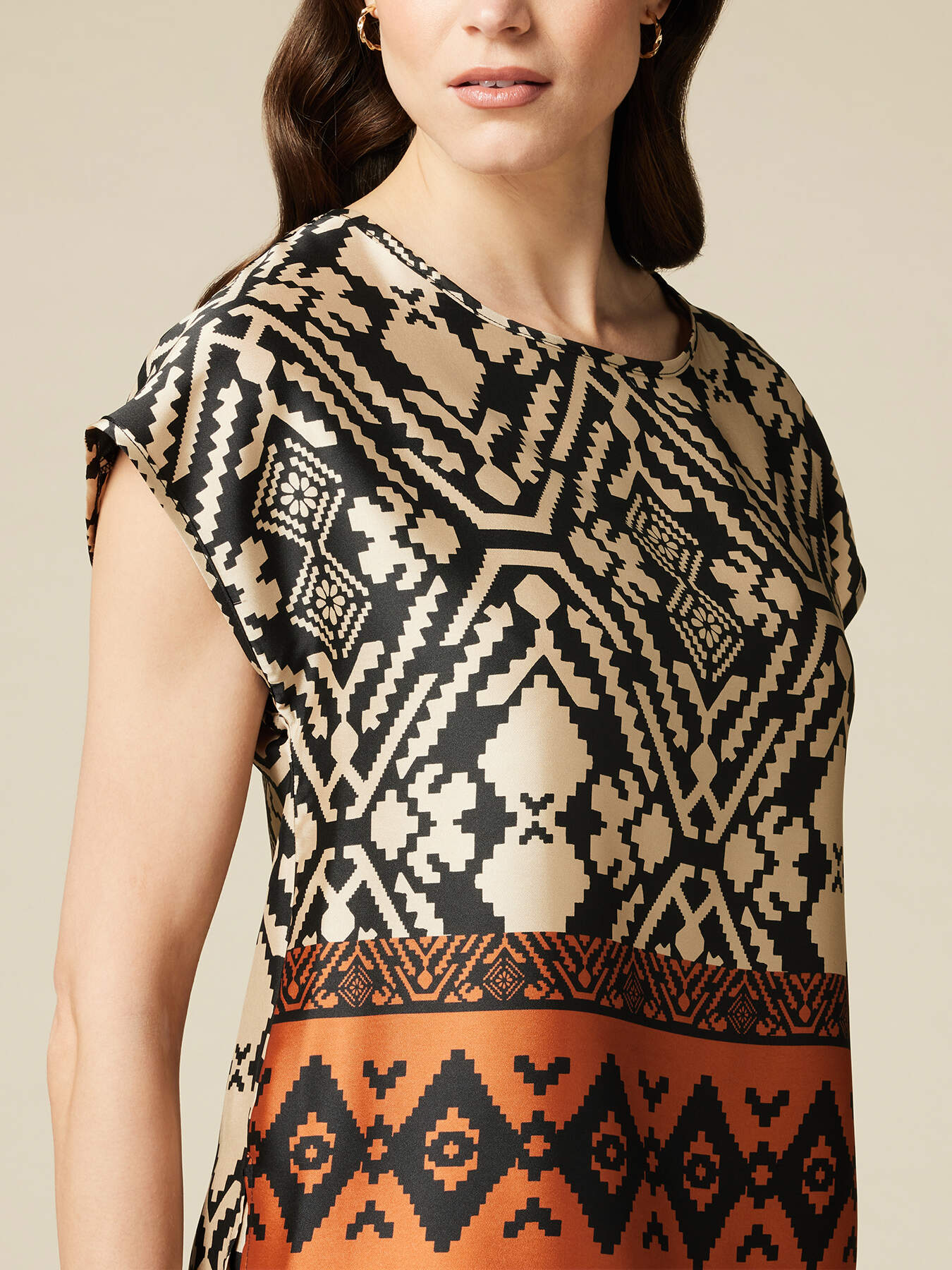 Blusa in twill fantasia image number 2