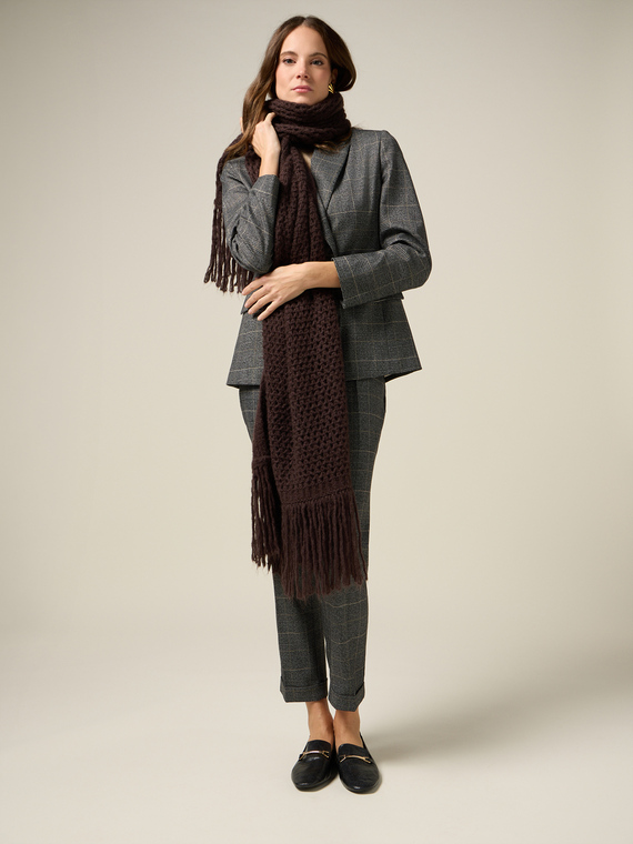 Mixed wool knit scarf