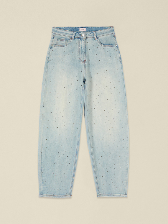 Jeans ballon cu nituri