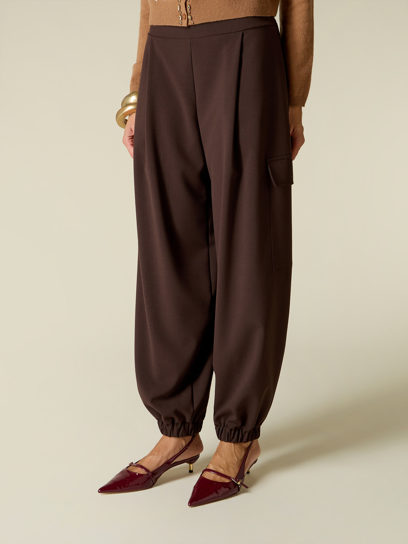 Polyester-viscose cargo pants image number 3