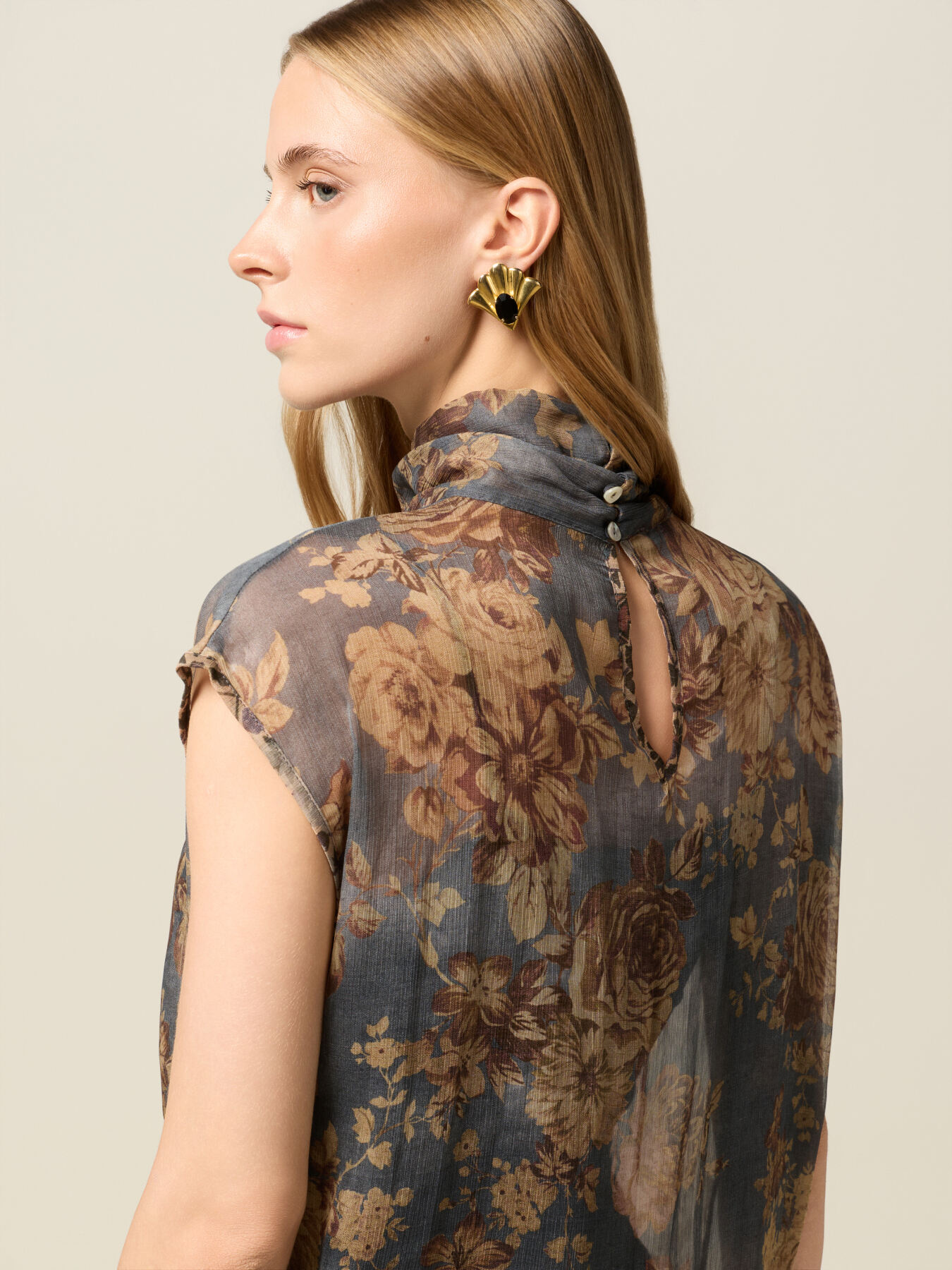 &Auml;rmellose Bluse mit Muster image number 2
