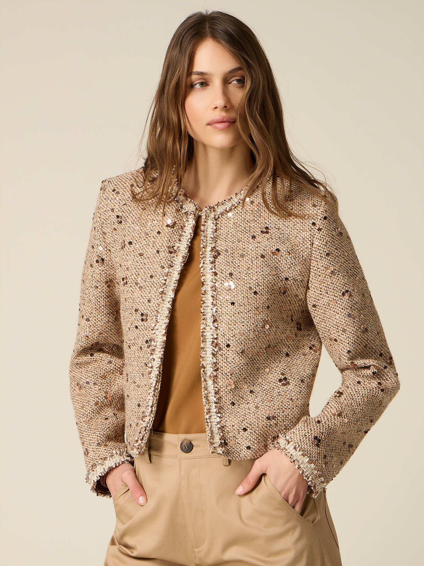 Strukturierte Jacke mit Pailletten image number 0