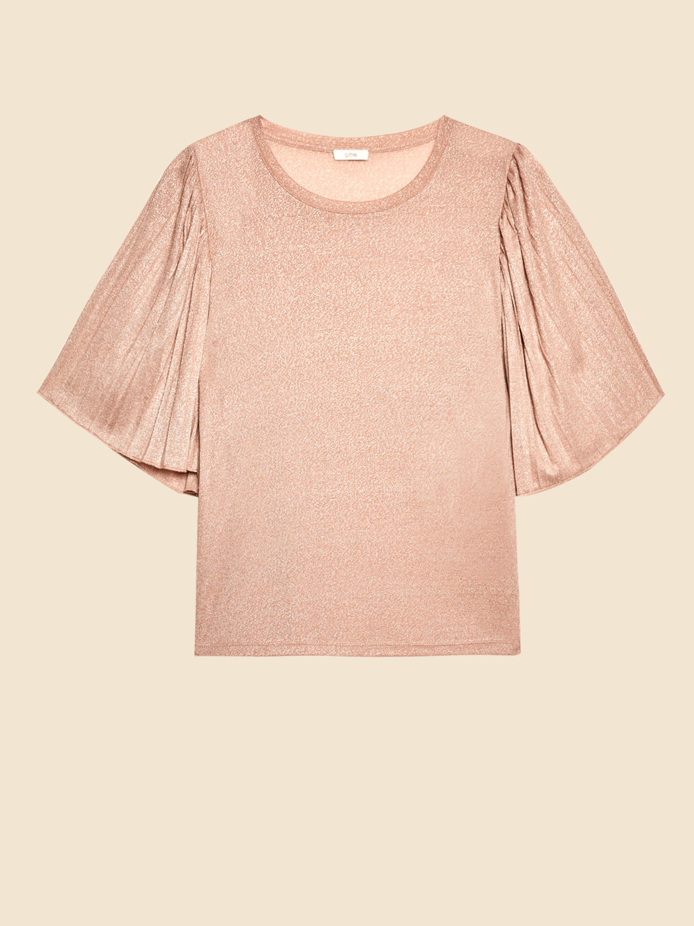 Lurex-T-Shirt mit Plissee-&Auml;rmeln image number 3