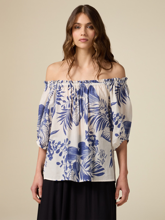 Off-the-shoulder cotton blouse