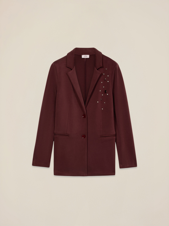 Scuba fabric jacket with appliqu&eacute;s