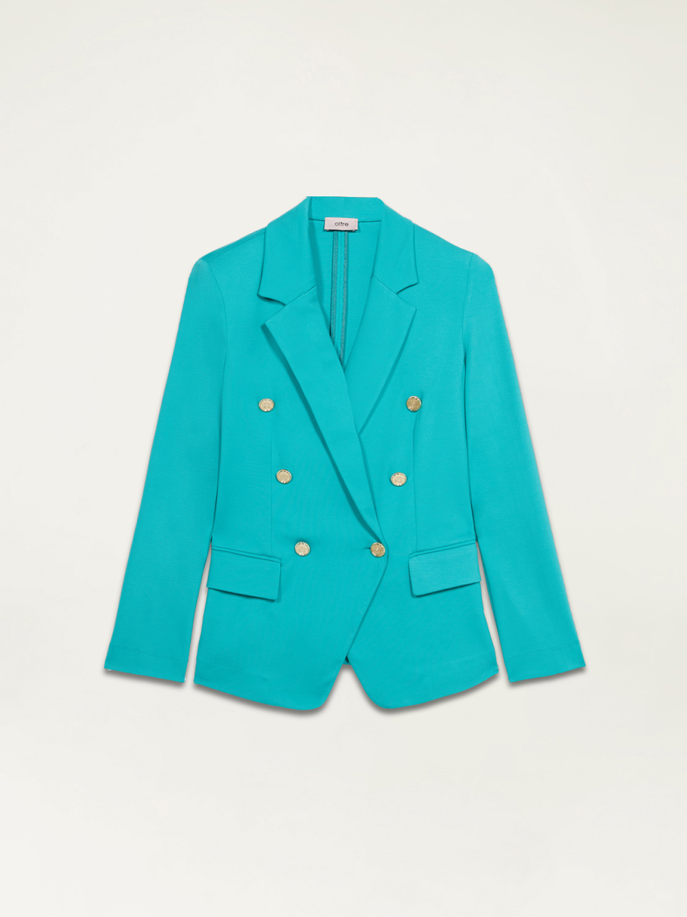 Blazer doble botonadura de tejido de punto image number 4