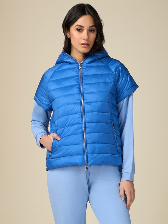 Down jacket with short sleeves