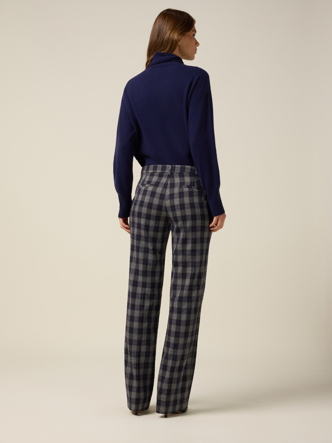 Straight-leg check flannel trousers image number 1
