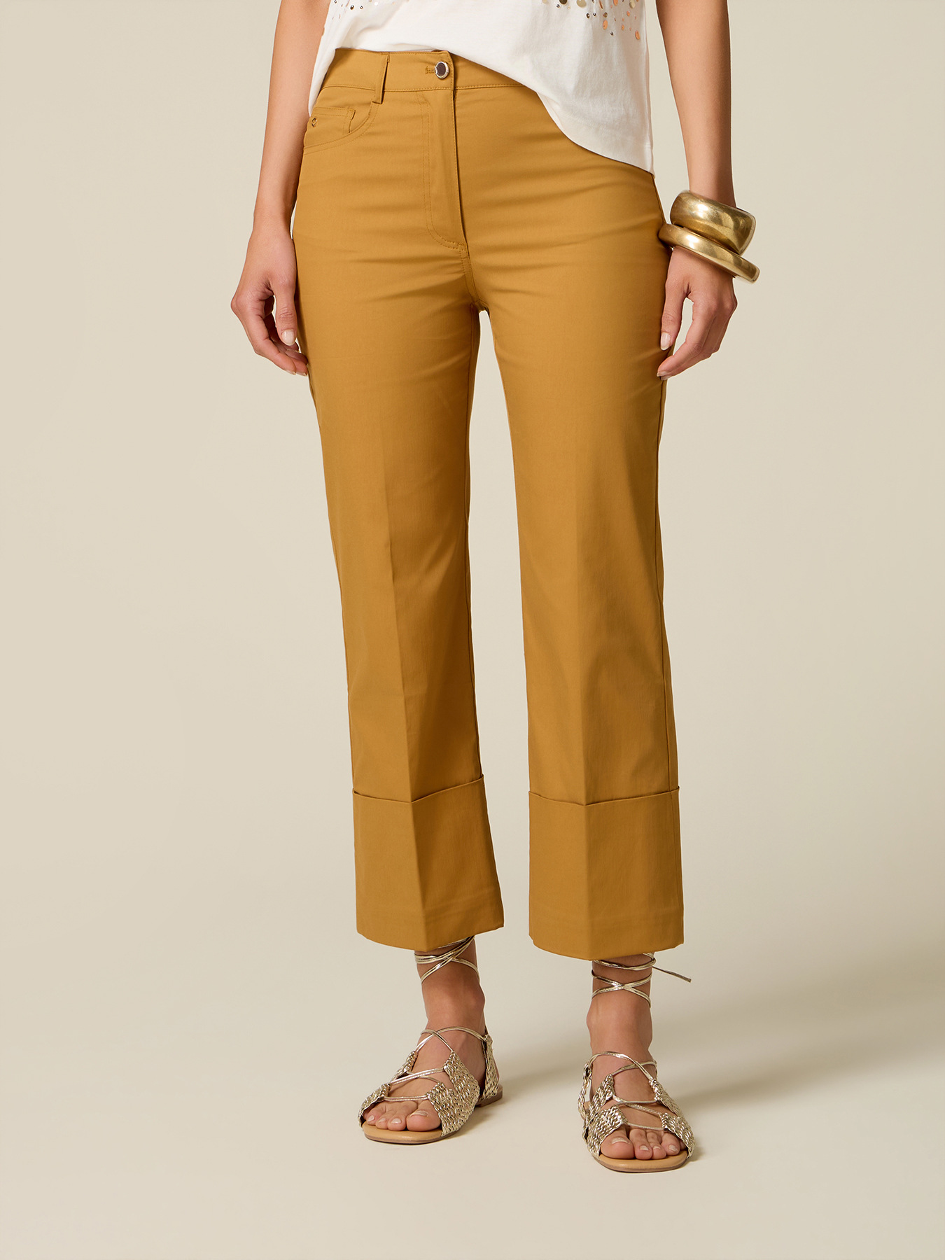 Cropped pants with cuff image number 3