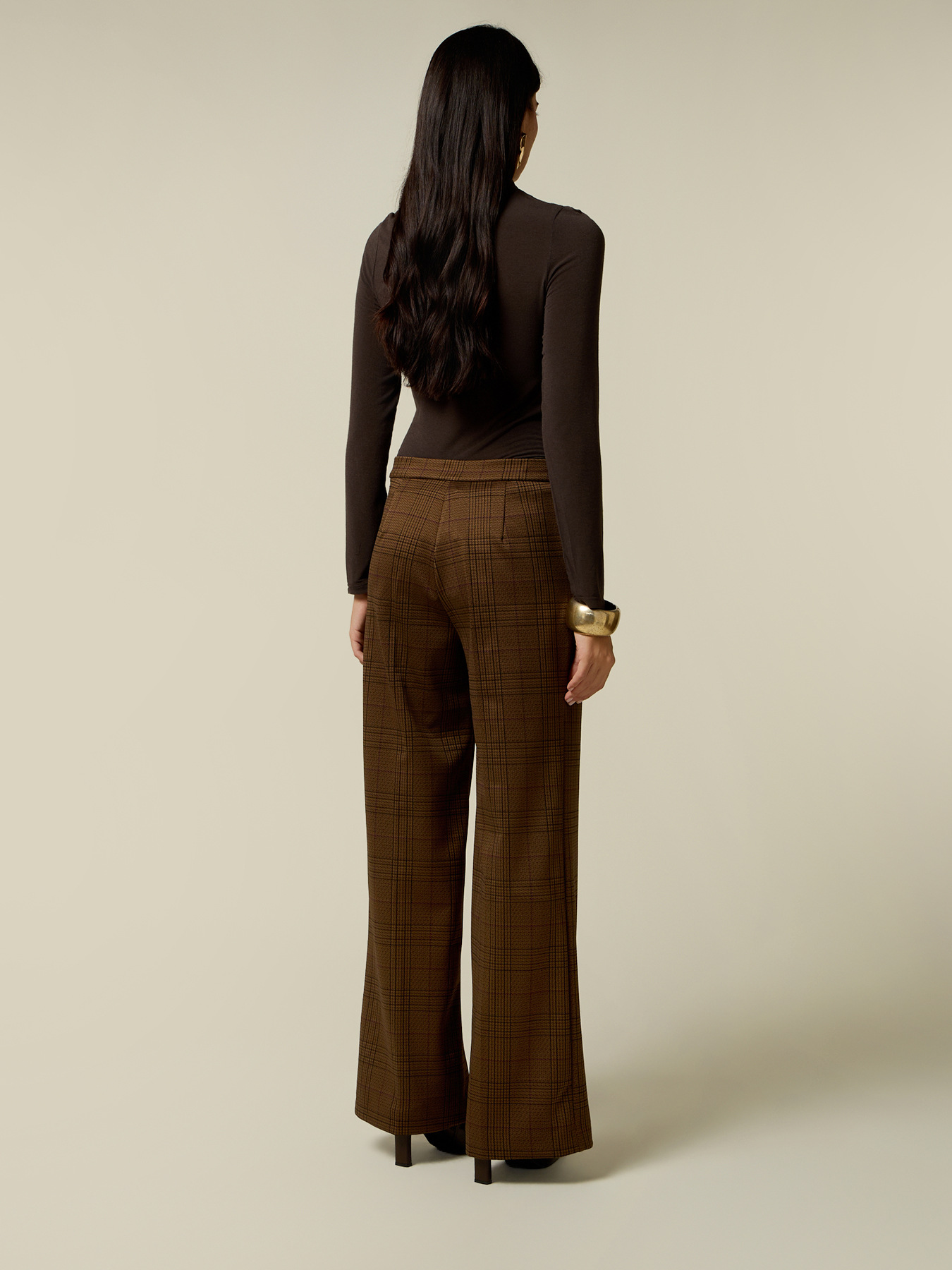 Checked Milano stitch palazzo trousers image number 1