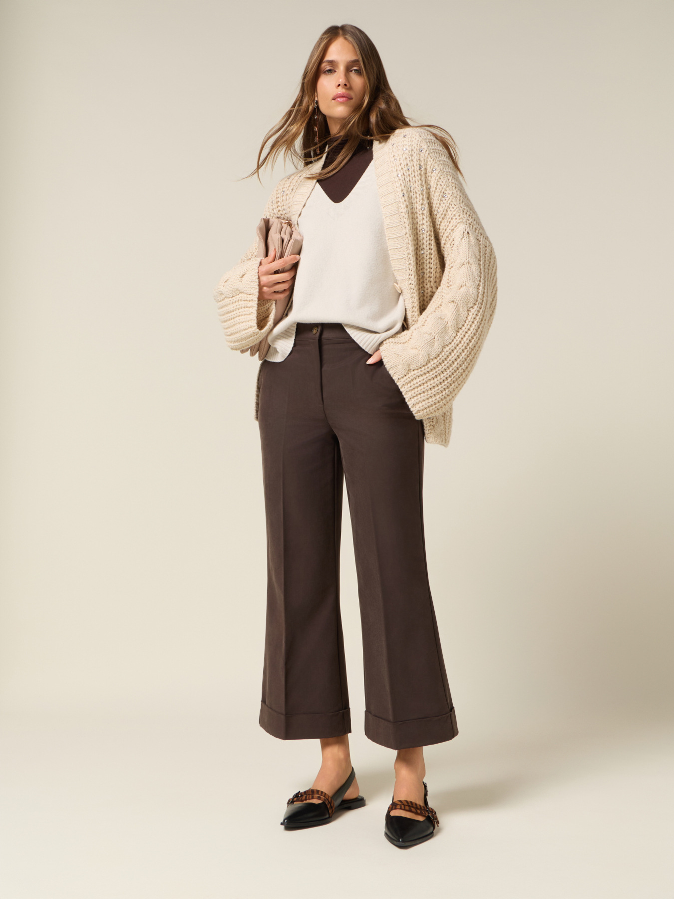 Cropped pants with cuff image number 0