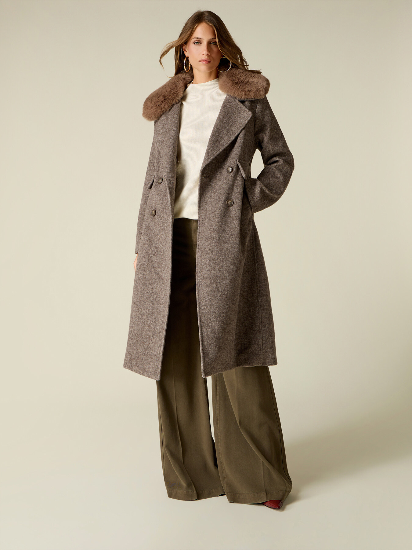 M&eacute;lange double-breasted wool-blend coat image number 1