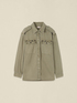 Oversized cotton shirt with jewel embellishments image number 3