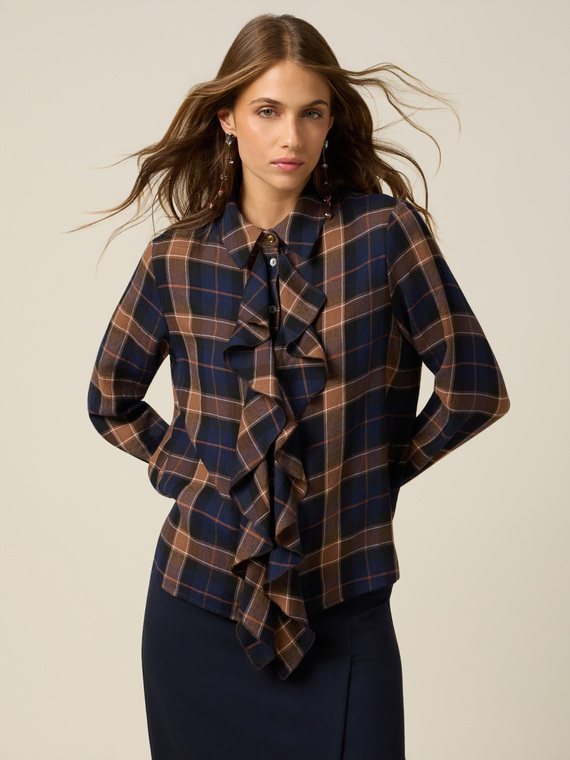 Flannel shirt with ruffles
