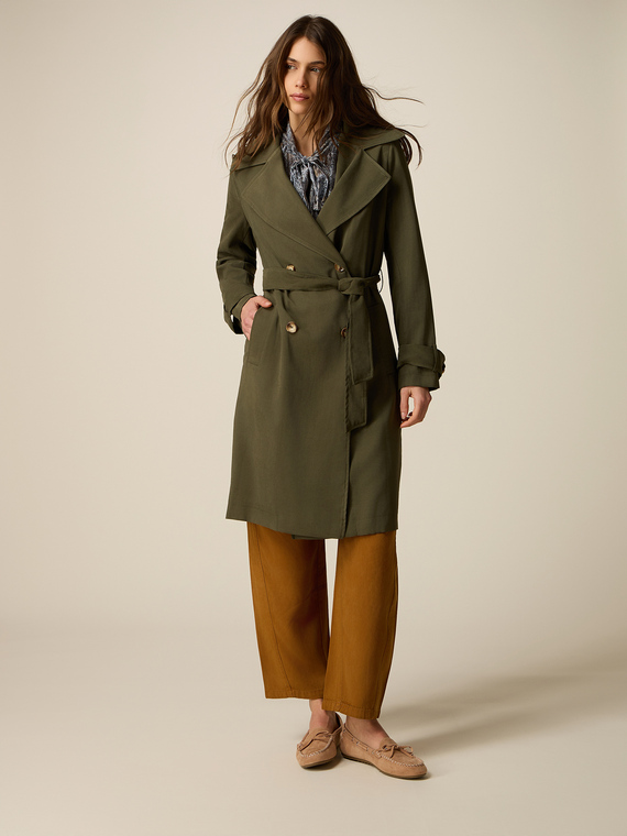 Double-breasted viscose blend trench coat