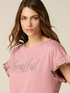 T-shirt in cotone con cristalli e rouches image number 2