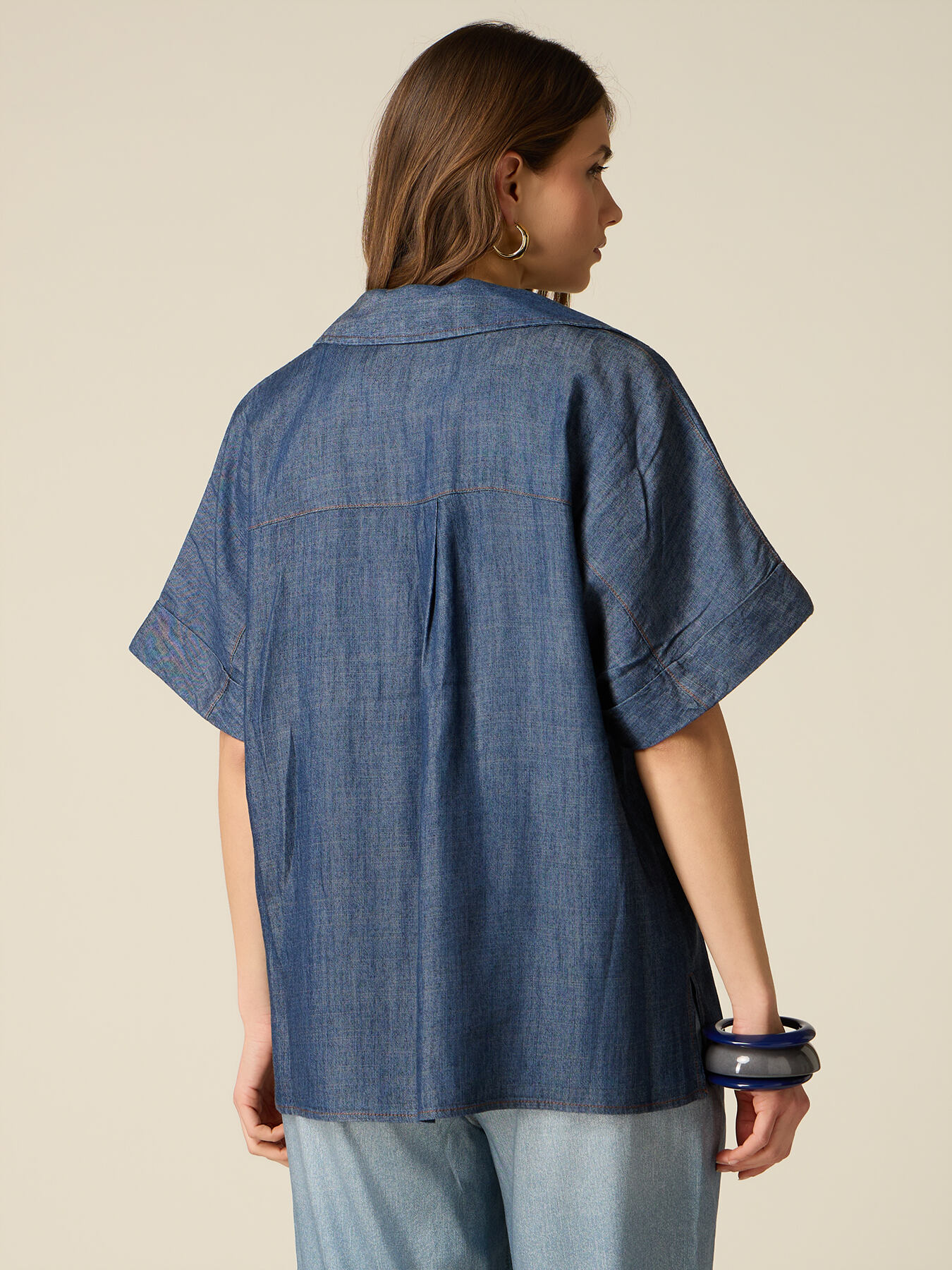 Cămașă oversized cu efect denim image number 1