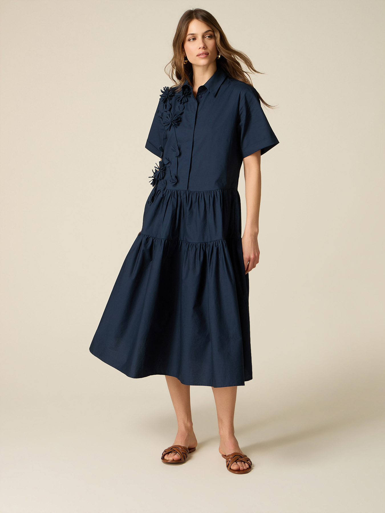 Shirtdress with applied flowers image number 0