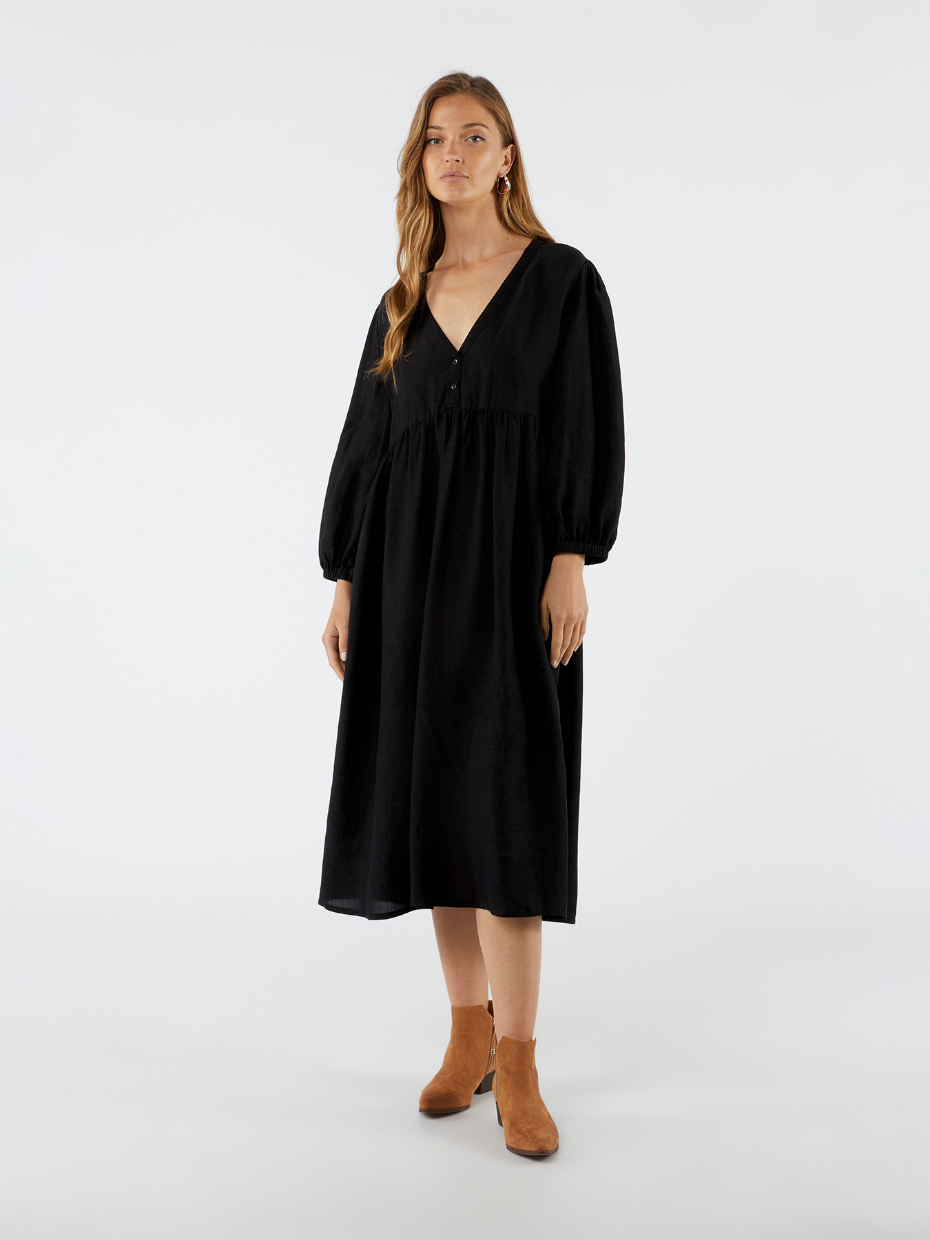 Vestito midi misto lino image number 0