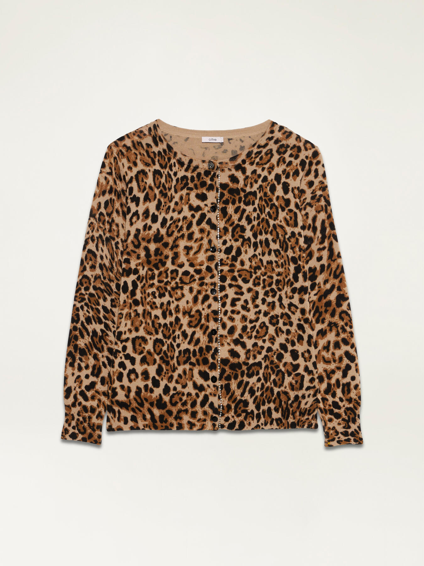 Cardigan animalier con catena gioiello image number 4