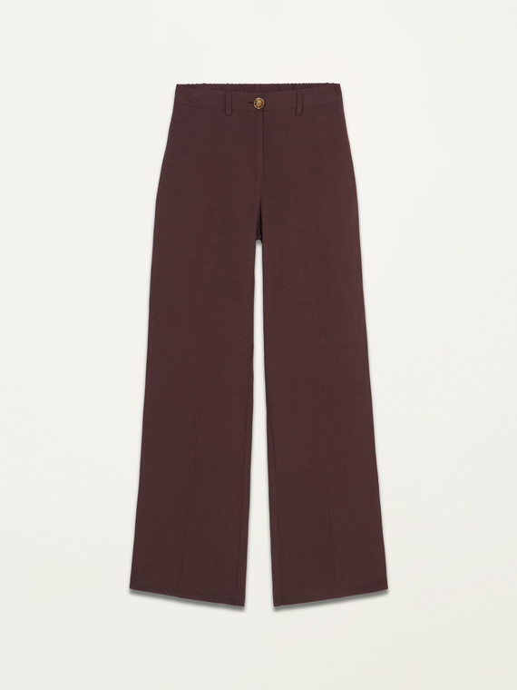 Wide leg linen blend trousers