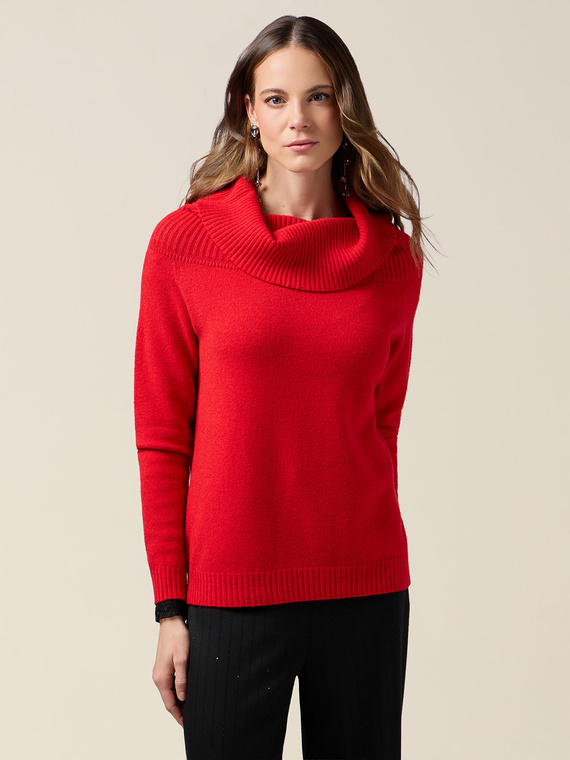 Turtleneck sweater with ring collar