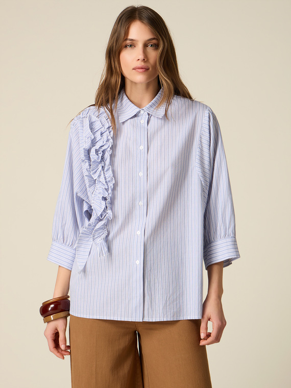 Oversized poplin shirt with ruffles