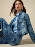 Jeans cropped in denim stampato image number 0