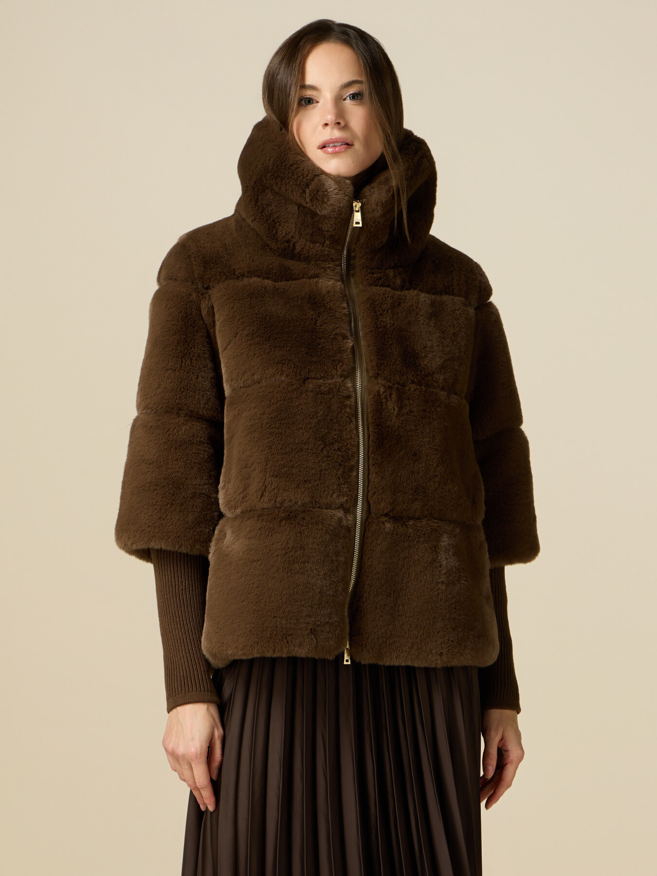 Chaqueta teddy con pu&ntilde;os de punto image number 0