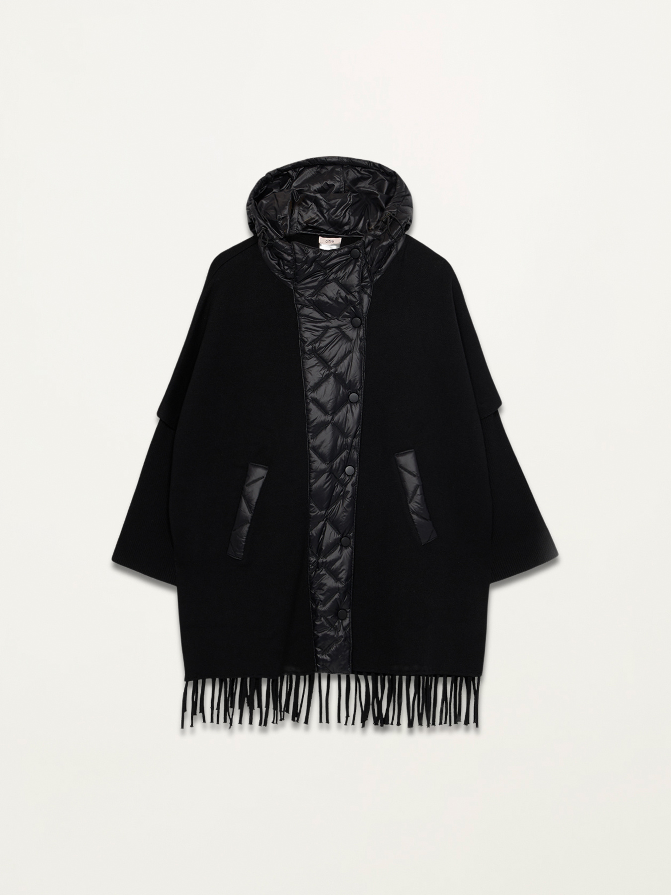 Oversized poncho with nylon details image number 3