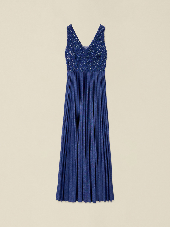 Lurex dress with embroidered bodice