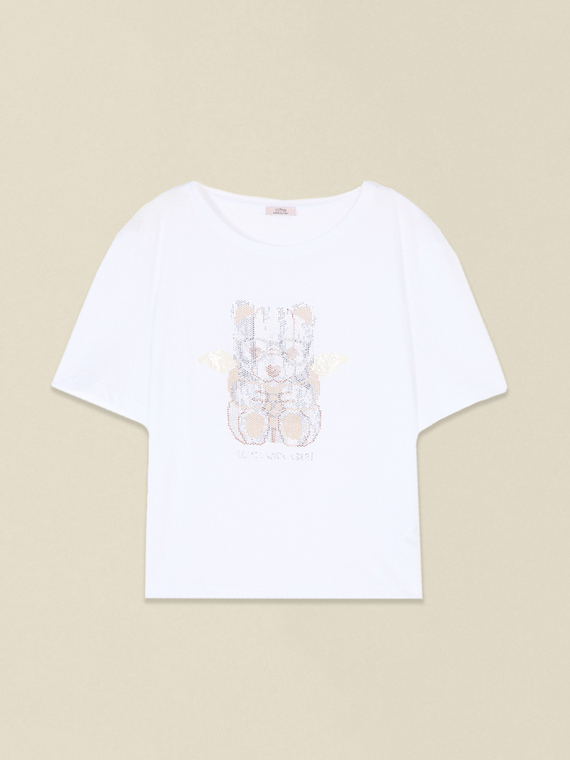 Baumwoll-T-Shirt mit Applikationen