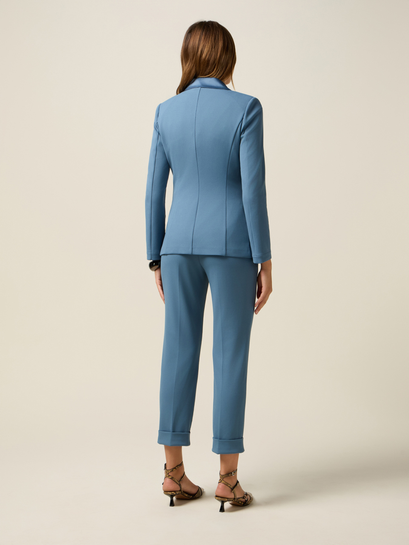 Double-breasted blazer with covered buttons image number 1