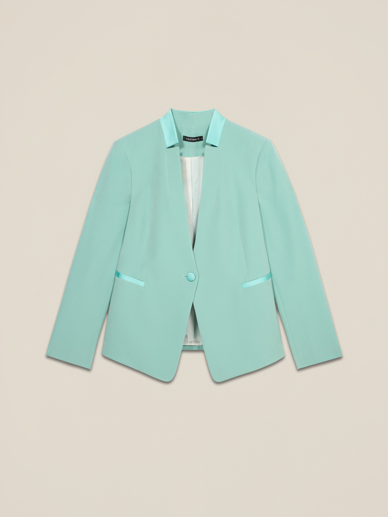 Single-breasted blazer with contrasting trim image number 3
