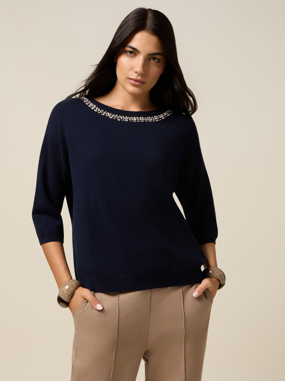 Sweater with jewel decorations