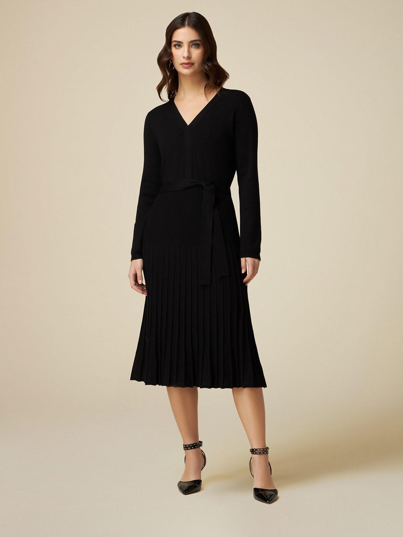 Vestito in maglia con gonna pliss&eacute; image number 0