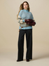 Pantaloni cu picior larg din material pied de poule image number 0