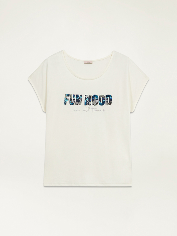 T-shirt with lettering embroidery