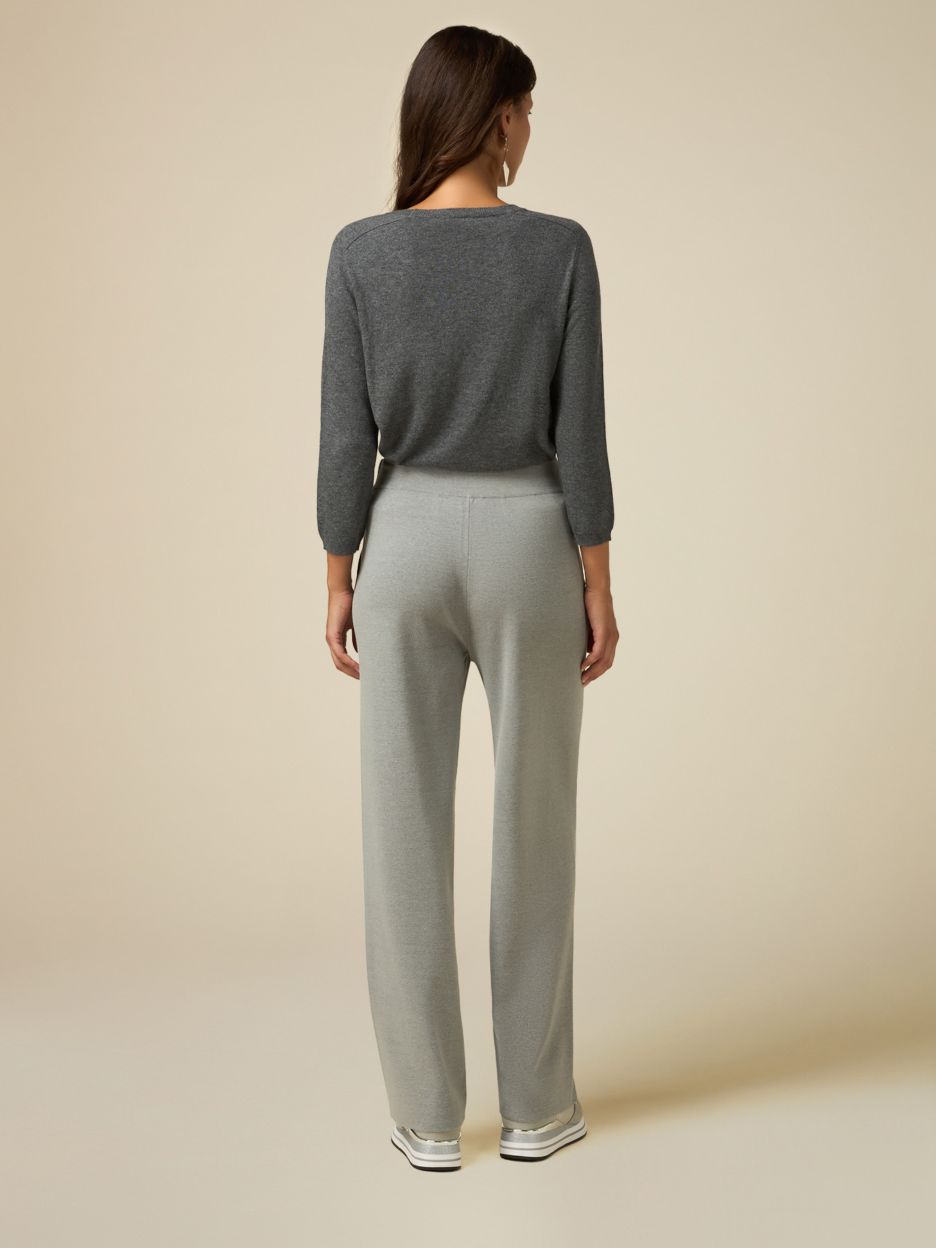 Pantaloni palazzo in maglia image number 1